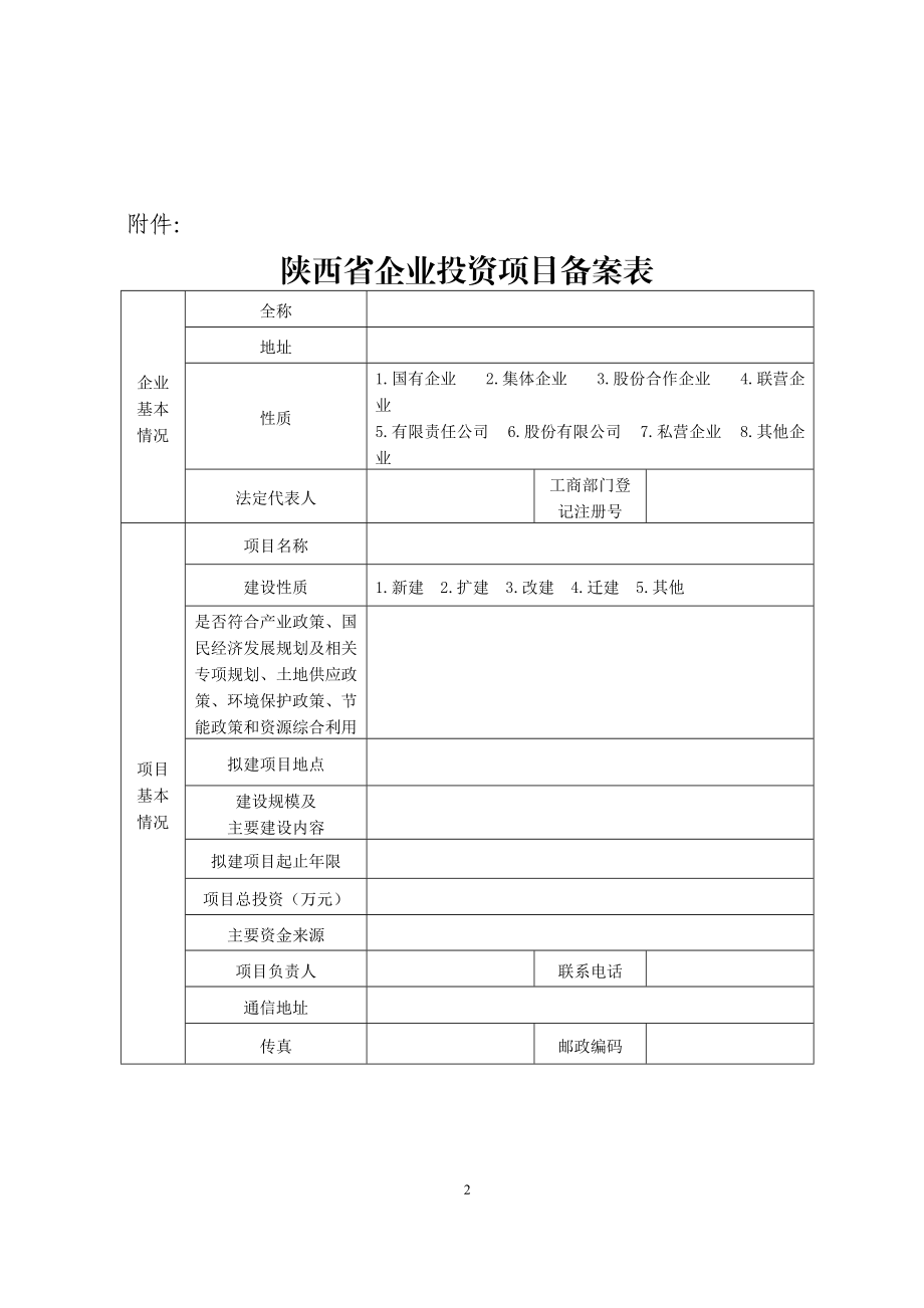 陕西省企业投资项目备案表 项目投资填报实务指南
